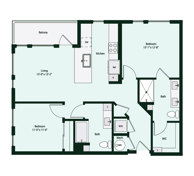 Floor plan layout diagram for B1-1A